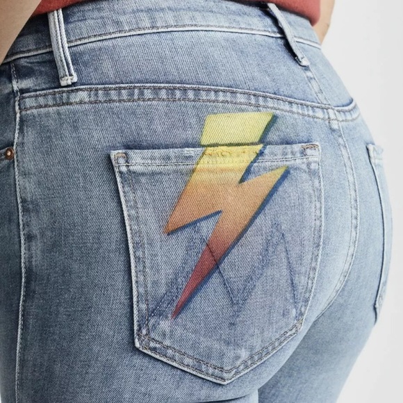 Mother Jeans The Tomcat Ankle Helter Skelter lightening bolt distressed jeans 27 - Picture 2 of 15